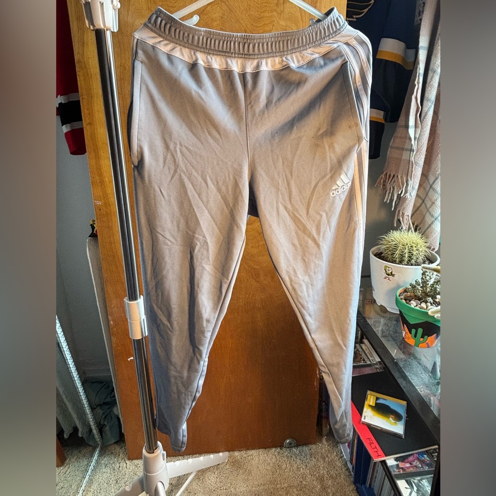 Adidas Light Gray Climacool Stripped Joggers